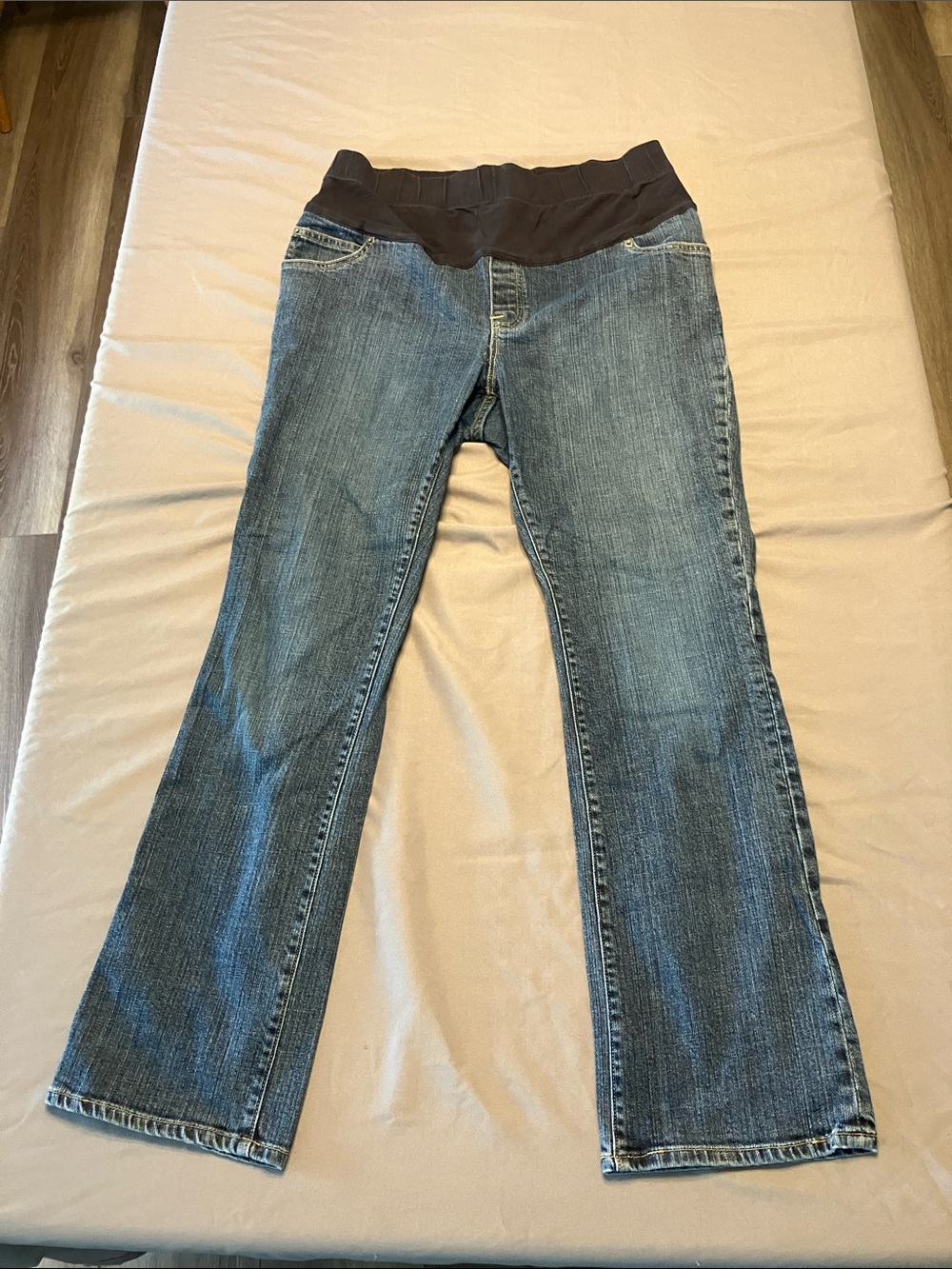 GAP Blue Flare Maternity Jeans with Black Stretch Waistband